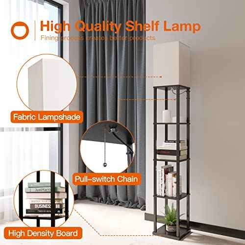 addlon Floor Lamp with Shelves, 5-Tier Modern Shelf Floor Lamp with 3CCT LED Bulb