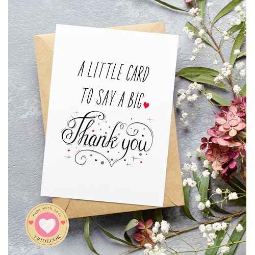 Thank you Card with Envelope, Simple Cute Single Thank You, Grateful Gift- Folded 5"x7" Card for Him, Her, Teacher, Boss, Doctor, Mom, Dad, Coworker, Bridesmaids, Groomsmen by PICCAFI