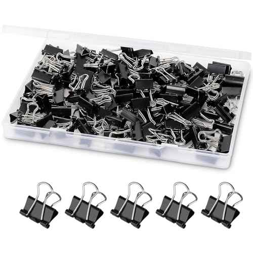 Ufmarine 120 Pcs Mini Binder Clips, Small Binder Clips Black, 15mm Paper Clips for Office