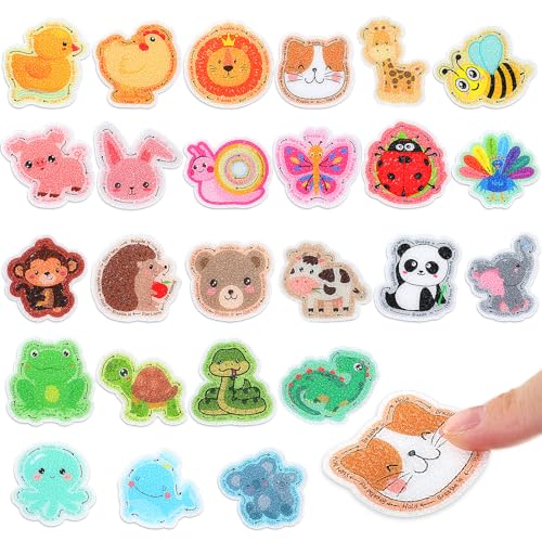 Lasnten 50 Pcs Animal Sensory Stickers Calm Reusable Textured Strips for Stress Relief