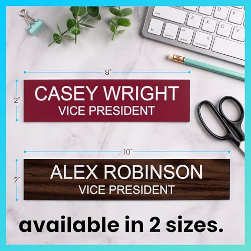ExcelMark Custom Name Plate for Desk or Door 14 Color Options 2x8 Inches