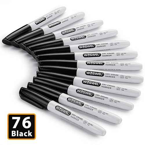 Dry Erase Markers Bulk, 76 Pack Black Fine Tip Whiteboard Markers, Fine Point, Low Odor Dry Erase Markers for School Office Home, Non-Toxic Easy Clean