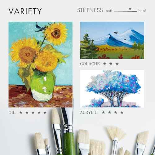 ARTIFY 15-Piece Professional Oil Paint Brush Set - Natural Hog Bristle, No-Shedding, Handcrafted by Masters for Oil/Acrylic/Gouache/Watercolor Painting (Includes Carrying Case)