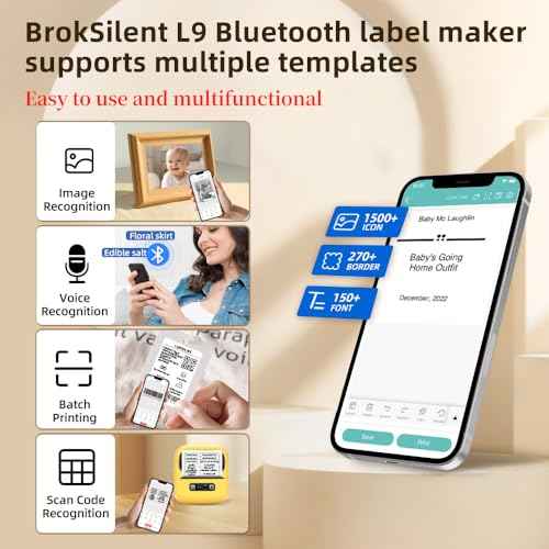 Label makers, 2-3 Inch Thermal Bluetooth Label Printer L9 Barcode Printer Mini Label Maker Easy to Use for Barcode,Address,Retail,Small Business,Shipping,Office,Clothing,Mailing(with 1 Roll Label)