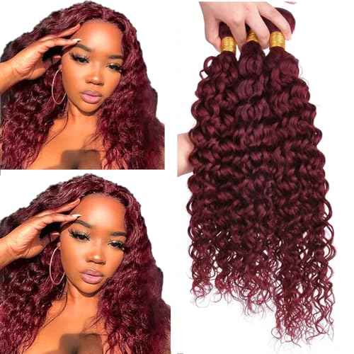 #99J Burgundy Bundles Human Hair Water Wave Bundles 26 26 26 Inch Wine Red Water Wave Bundle Unprocessed Brazilian Virgin Weave Hair 3 Bundle 50 Gram Per Bundle