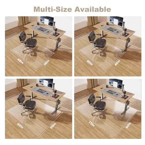 [Two-Sided Usable] 36¡± x 48¡± Hard Floor Chair Mats for Office, Clear Computer Chair Mat for Hardwood, Plastic Desk Floor Mat for Hardwood Floors, Rubber Office Chair Mat for Tile/Laminate Floor