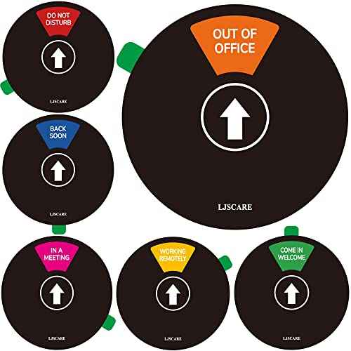 Office Door Sign, Do Not Disturb/Come in Welcome/Out of Office/In a Meeting/Back Soon/Working Remotely 6 Options, LJSCARE Privacy Door Sign 6 inch (Black)