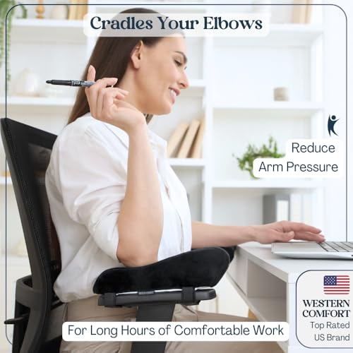 Thick Memory Foam Office Chair Arm Pads - Set of 2 Armrest Covers