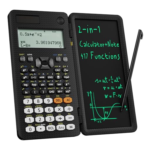 Scientific Calculators for Students 991ES Office Calculators Desktop, ROATEE 4-Line Display Calculator with Erasable LCD Writing Tablet, Solar Battery Power with Notepad Calculator for School