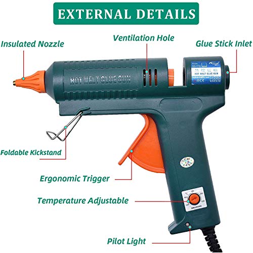 Boswell 150W Full-Size Hot Glue Gun Set with 6 Copper Nozzles – Includes 5 Glue Sticks & Wrench (Set2)