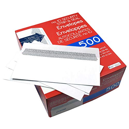 Security Tinted #10 Envelopes with Peel & Seal Closure, 500 Pack
