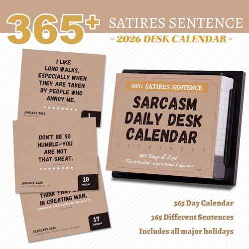 2026 Desk Calendar - Sarcastic Funny Calendar 2026, Jan.2026 - Dec.2026, 4.85" X 5.85", Mini Daily Calendar 2026 Page a Day, Sarcasm Small Desk Calendars with 365+ Tear-Off Pages, Backplane bracket
