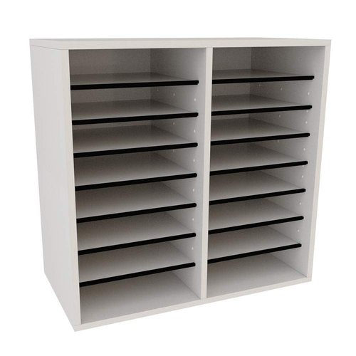 AdirOffice Wooden Adjustable organizerserature Organizer, 16 Compartment Office Mailbox, or Classroom Literature Organizer, White