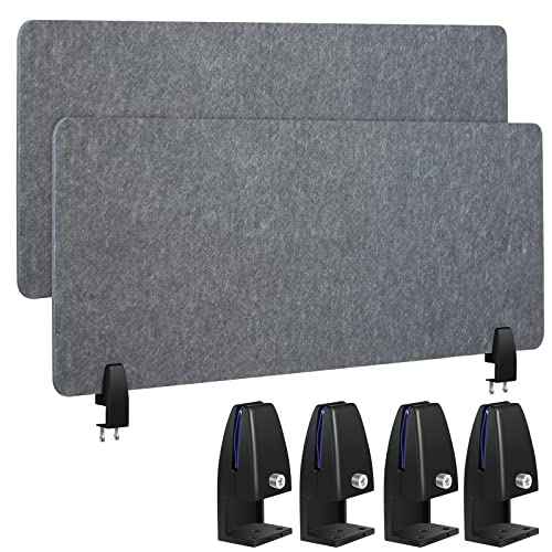 Wesiti 2 Pcs Acoustic Desk Divider Noise Reducing Desk Privacy Panel for Student Table Standing Sound Proof Divider Desktop Claw Office Furniture Partition for Classroom(Gray,47.24 x 15.75 Inches)