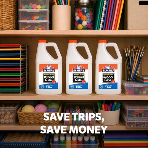 Elmer's White Liquid School Glue 1 Gallon - Washable, Safe for Crafts & Slime