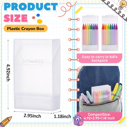 Clear 2-in-1 Plastic Crayon Box with Sharpener - Holds 24 Colored Pencils, Kids Art Storage