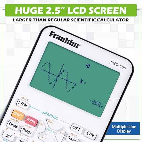 Franklin Scientific Graphing Calculator with 3 Operating Modes - Scientific Calculator Includes 20 Built-in graphs - Ideal for Beginner and Advanced Courses with Protective Cover - White