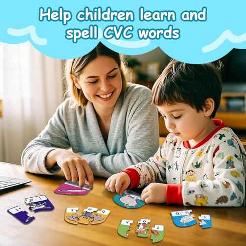 CVC Puzzle Cards for Kids ? Phonics & Spelling Games for Toddlers, 3-Letter Word Puzzles for Preschool & Kindergarten, Perfect for Speech Therapy & Early Learning Classroom Essentials