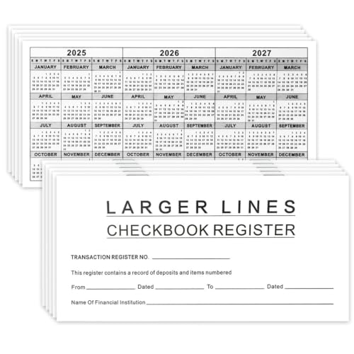 Zenithgoods 16 Pack Checkbook Register - Large Print, 6x3", Personal/Business Ledger