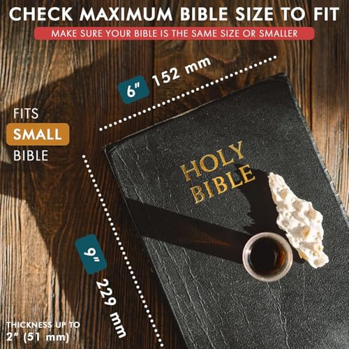 ELIZO Leather Bible Cover Case for Women and Men - Bible Bag Holder, Book Carrying Organizer Case, Bible Sleeve Accessories Protector (Kodiak, Small)