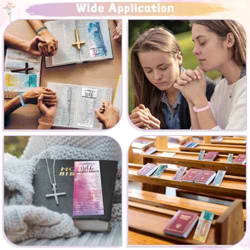 100 Set Clergy Appreciation Day Gifts Bulk Bible Verse Pens Religious Silicone Wristband Watercolor Bible Emergency Numbers Bookmarks Church Gifts for Men Women Sunday School