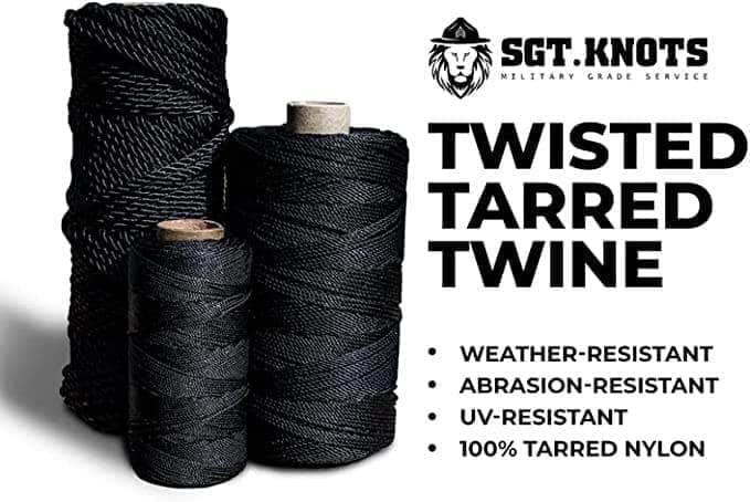 SGT KNOTS Tarred Twine #36 1/4 lb (120 ft) Black Bank Line - Nylon Utility Cord