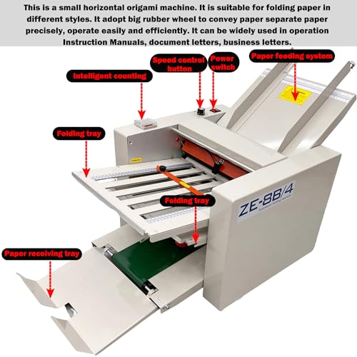 Digital Paper Folding Machine with Adjustable Speed & 4 Trays - HQHAOTWU