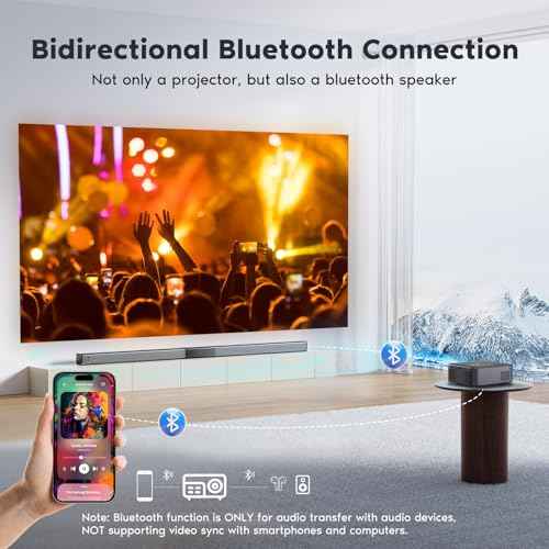 ¡¼Electric Focus¡½Native 1080P Projector with WiFi and Bluetooth, 4K Support Projector with Zoom Function, Outdoor Movie Projector for Phone/Laptop/TV Stick/DVD/USB/HDMI