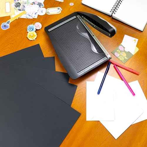 Cardstock 12 x 12 Paper Pack - 65lb Smooth Card Stock for Crafts, Cardmaking, Art Projects - 50 Square Scrapbook Sheets - Double Sided with Solid Core, Midnight Black
