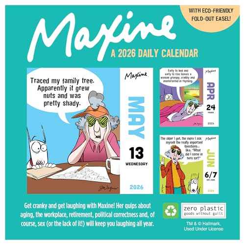 TF Publishing 2026 Maxine Daily Desktop Calendar - Home and Office Organization - Small Desk Calendar 2026 with Full-Color Tear-Off Pages and Standing Cardboard Easel - 5.25in x 5.25in