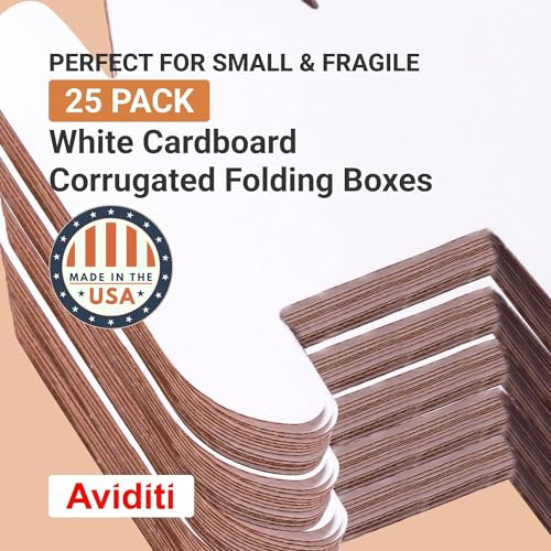 AVIDITI White Shipping Boxes 12"L x 12"W x 6"H (25 Pack) Small Medium Mailing Box for Small Business Packaging, Mailers, Gifts & Storage