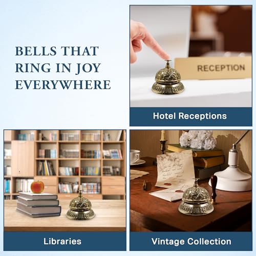 Vintage Brass Service Desk Bell - Victorian Hotel Reception Ring, Antique Counter Bell