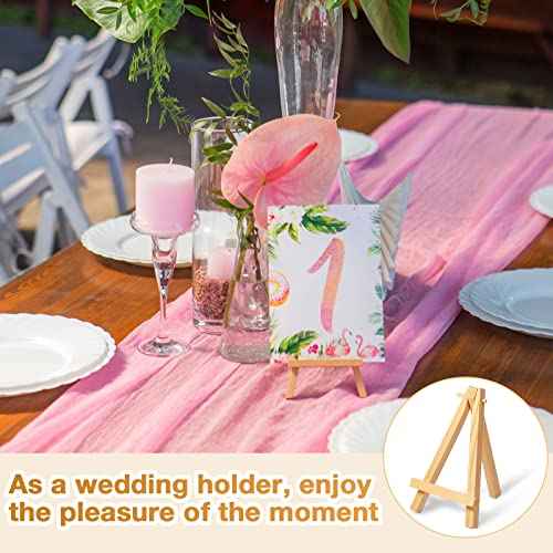 100 Pieces Mini Wood Easel Stands Small Wooden Canvas Easels Display Art Craft Tripod Painting Tabletop Holder for Artist Crafts, Business Cards, Photos, Gift(6 Inch)