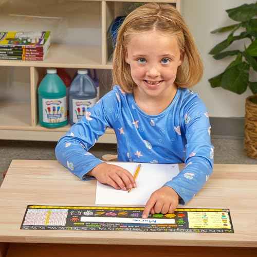 Really Good Stuff Chalkboard Style Grades K-2 Self-Adhesive Vinyl Desktop Helpers - Set of 24 | Student Desk Name Tags | Pre-Cut, Durable, and Versatile