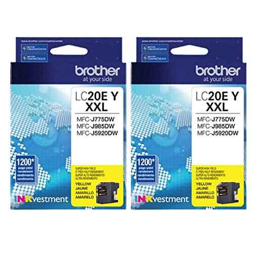 Brother LC20EY Super High Yield Yellow Ink Cartridge - 2 Pack