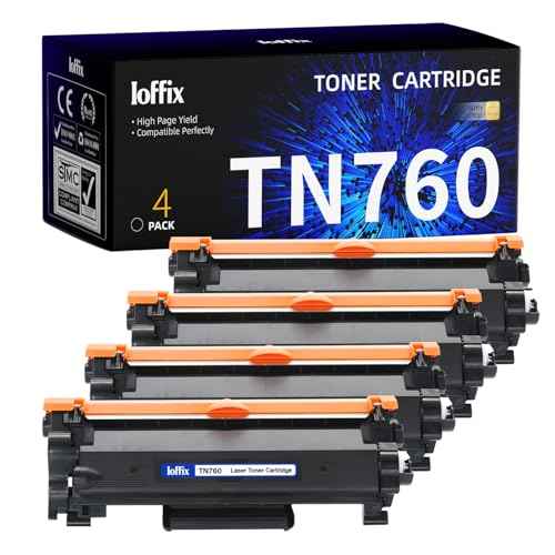 Compatible TN-760 Toner Cartridges Replacement for Brother TN760 TN-760 TN-730 Toner Use with Brother MFC-L2710DW MFC-L2750DW HL-L2370DW HL-L2395DW HL-L2390DW Printer (Black, 4 Pack)