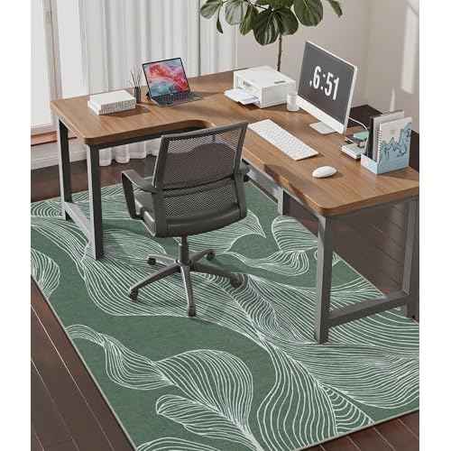 chakme Office Chair Mat for Hardwood Floor, 60"x45" Easy Glide Computer Desk Mat Protector for Rolling Chair Under Desk Rug Nonslip Backing, Machine Wash, (Leaf)