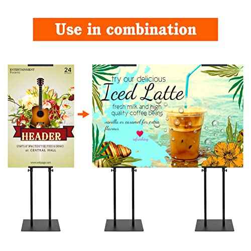 Poster Holder for Display, Adjustable Pedestal Sign Stand Up to 78 Inches, Double Sided for Board & Foam, Sign Holder Stand with Non-Slip Mat Base for Wedding, Restaurant or Business (Black)