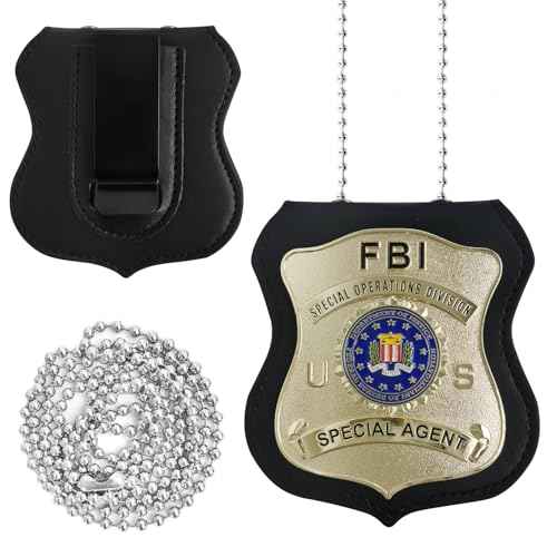 Universal Metal Badge with Leather Shield Holder Case, Costume Dress Up-FB1