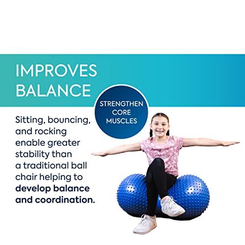 BouncyBand Peanut Stability Ball Chair for Kids – 350 lb Capacity, 36 x 20 in, Blue