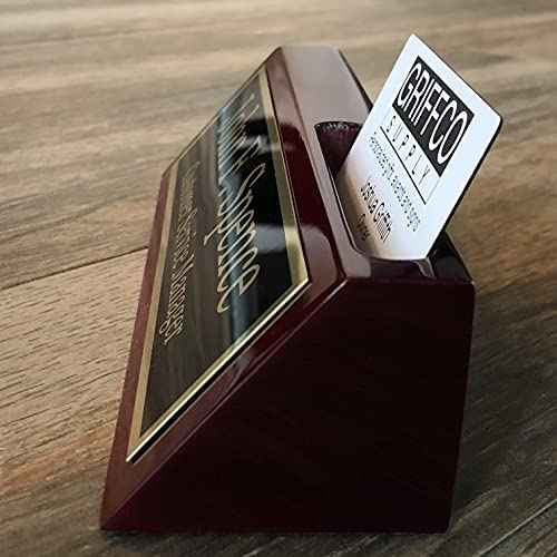 Name Plate for Desk Engraved in USA by Griffco Supply | Desk Name Plate Personalized Plaque with Business Card Holder