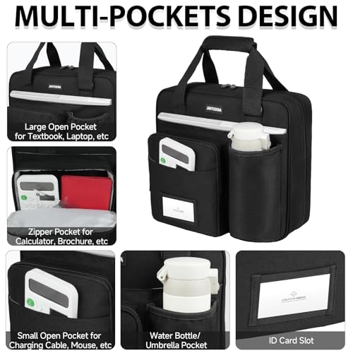 Zipper Binder 3 Ring with Shoulder Strap, 700 Sheets Capacity 3 Inch Binder with Zipper Fits 13 Inch Laptop for School and Office, Black