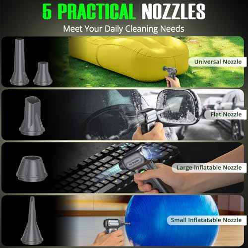 Godboat Compressed Air Duster - 150000RPM Electric Air Dusters for Cleaning, 4-Gear Turbo Blower Fan, Mini Keyboard Cleaner with LED Light, 8000mAh Rechargeable, Tech Gift for Car, PC, BBQ, Leaf, Gray