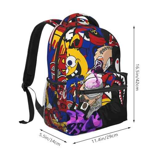 Backpack Shark Teeth Camo Backpacks Travel Laptop Daypack Big Capacity Bookbag Fashion Durable Back Pack for School Boy Girl Men and Women-SuperGraffiti
