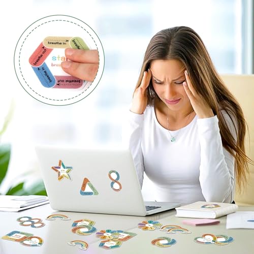 150Pcs Calm Stickers for Anxiety Sensory Textured Sensory Stickers Anti Stress Anxiety Relief Items Boho Calm Sticker Bulk Waterproof Fidget Classroom Teacher Supplies (150)