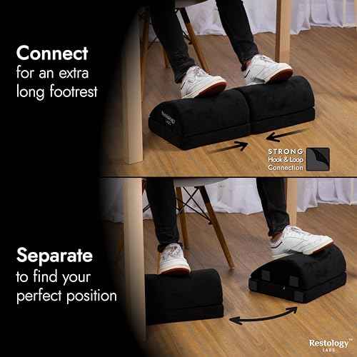 | Adjustable Width, Double Footrest for Under Desk - Adjustable Height, Width & Placement Foot Rest to find That Perfect Position, 24in Wide