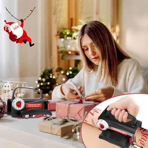 Gift Wrap Cutter & Tape Dispenser Set with Blades - Easy, Safe, Fast Christmas Gift Wrapping Tool