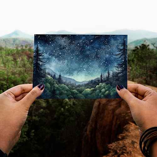 Blank Cards with Envelopes All Occasion,Watercolor Starry Night Sky Design Blank Greeting Cards 4x6,20Pack -Blank Greeting Cards,Note Cards with Matching Peel-and-Seal Rustic Envelopes
