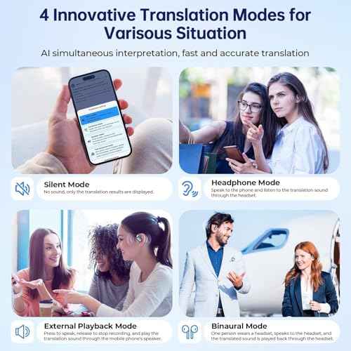 AI Translation Earbuds Real Time, 144 Language Translator Earbuds with APP Compatible with iOS & Android, Bluetooth Translation Headphones Translating Device for Travel Business and Learning - Black