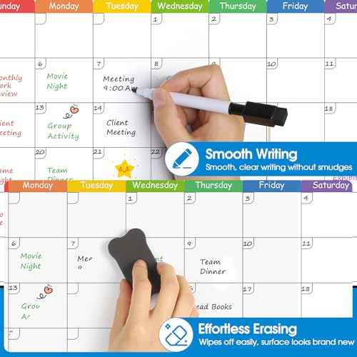 MaxGear 4 Pack Magnetic Fridge Calendar Set, 15" x 11.5" Dry Erase Whiteboard Calendar for Refrigerator, Includes Monthly, Weekly, List and Small Board with 5 Markers, 1 Eraser and 5 Magnets